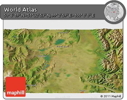 Satellite 3D Map of the Area around 51° 19' 36" N, 99° 31' 30" E