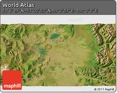 Satellite 3D Map of the Area around 51° 19' 36" N, 99° 31' 30" E