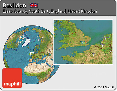 Satellite Location Map of Basildon