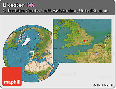 Satellite Location Map of Bicester