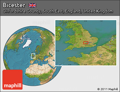 Satellite Location Map of Bicester