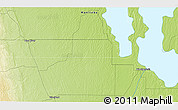 Physical 3D Map of the area around 51° 43' 18" N, 100° 13' 29" W