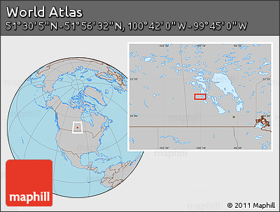 Gray Location Map of the Area around 51° 43' 18" N, 100° 13' 29" W