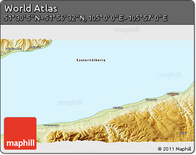 Physical 3D Map of the Area around 51° 43' 18" N, 105° 28' 29" E