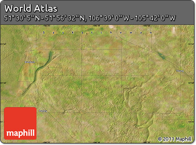 Satellite Map of the Area around 51° 43' 18" N, 106° 10' 30" W