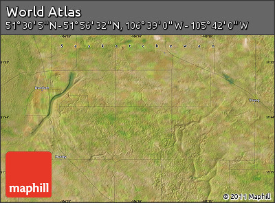 Satellite Map of the Area around 51° 43' 18" N, 106° 10' 30" W