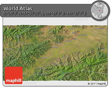Satellite 3D Map of the Area around 51° 43' 18" N, 109° 43' 29" E