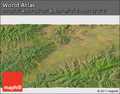 Satellite 3D Map of the Area around 51° 43' 18" N, 109° 43' 29" E