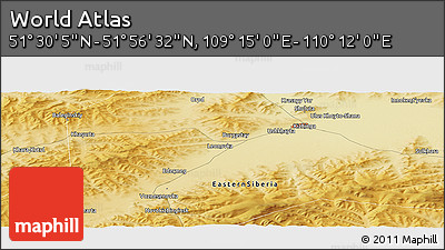Physical Panoramic Map of the Area around 51° 43' 18" N, 109° 43' 29" E
