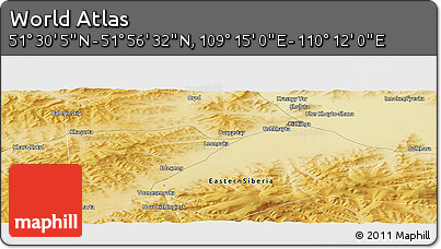 Physical Panoramic Map of the Area around 51° 43' 18" N, 109° 43' 29" E