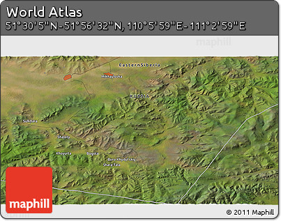 Satellite 3D Map of the Area around 51° 43' 18" N, 110° 34' 29" E