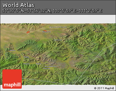 Satellite 3D Map of the Area around 51° 43' 18" N, 110° 34' 29" E