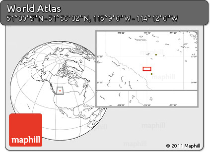 Blank Location Map of the Area around 51° 43' 18" N, 114° 40' 30" W