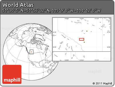 Blank Location Map of the Area around 51° 43' 18" N, 114° 40' 30" W