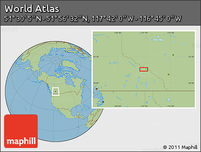 Savanna Style Location Map of the Area around 51° 43' 18" N, 117° 13' 29" W