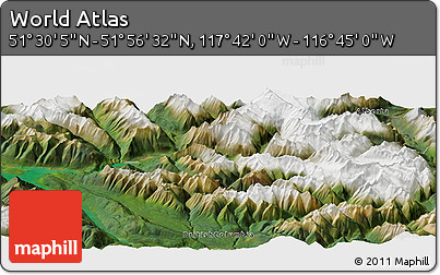 Satellite Panoramic Map of the Area around 51° 43' 18" N, 117° 13' 29" W