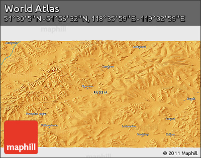 Political 3D Map of the Area around 51° 43' 18" N, 119° 4' 29" E