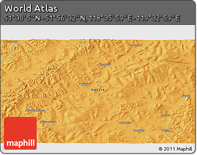 Political 3D Map of the Area around 51° 43' 18" N, 119° 4' 29" E
