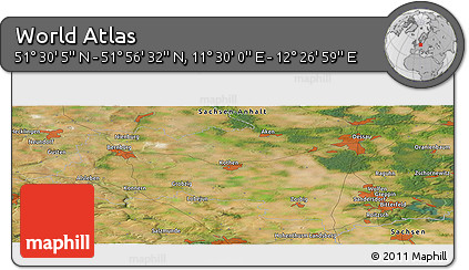Satellite Panoramic Map of the Area around 51° 43' 18" N, 11° 58' 29" E