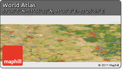 Satellite Panoramic Map of the Area around 51° 43' 18" N, 11° 58' 29" E