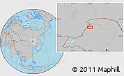 Gray Location Map of the area around 51° 43' 18" N, 120° 46' 30" E
