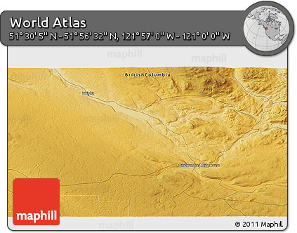 Physical 3D Map of the Area around 51° 43' 18" N, 121° 28' 29" W