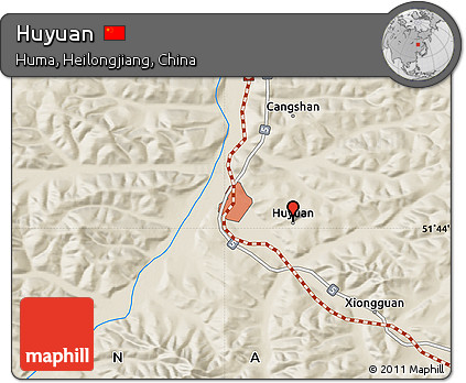 Shaded Relief Map of Huyuan