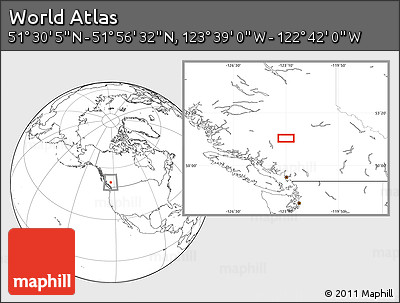 Blank Location Map of the Area around 51° 43' 18" N, 123° 10' 30" W