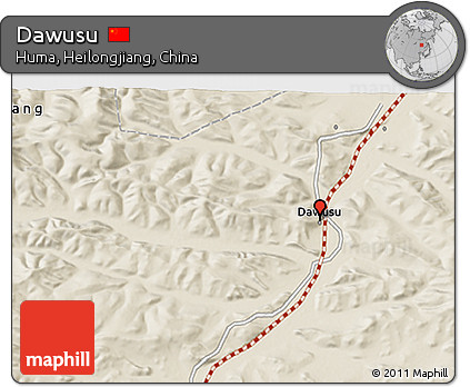 Shaded Relief 3D Map of Dawusu