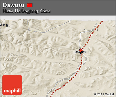 Shaded Relief 3D Map of Dawusu