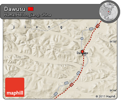 Shaded Relief Map of Dawusu