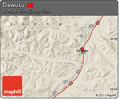 Shaded Relief Map of Dawusu