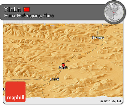 Political Panoramic Map of Xinlin