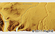 Physical 3D Map of the area around 51° 43' 18" N, 124° 1' 30" W