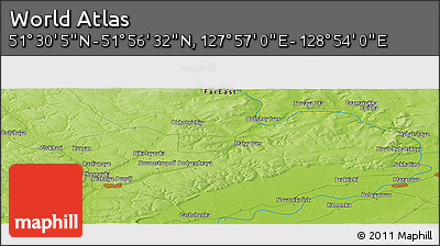 Physical Panoramic Map of the Area around 51° 43' 18" N, 128° 25' 30" E