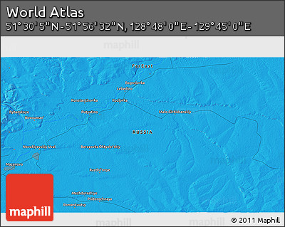 Political 3D Map of the Area around 51° 43' 18" N, 129° 16' 30" E