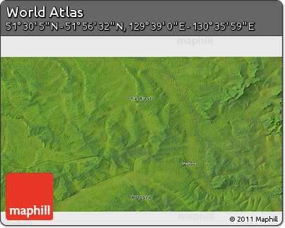 Satellite 3D Map of the Area around 51° 43' 18" N, 130° 7' 30" E