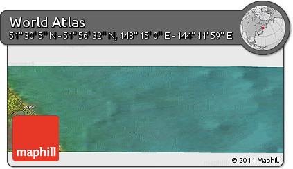 Satellite Panoramic Map of the Area around 51° 43' 18" N, 143° 43' 29" E