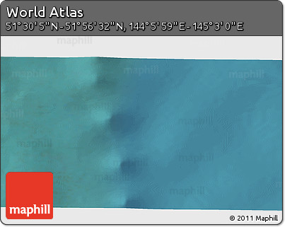 Satellite 3D Map of the Area around 51° 43' 18" N, 144° 34' 29" E