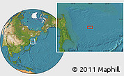 Satellite Location Map of the area around 51° 43' 18" N, 147° 58' 29" E