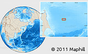Shaded Relief Location Map of the area around 51° 43' 18" N, 147° 58' 29" E