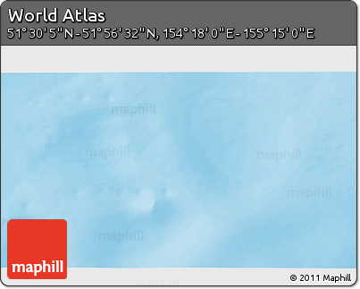 Physical 3D Map of the Area around 51° 43' 18" N, 154° 46' 30" E