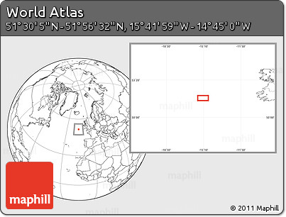 Blank Location Map of the Area around 51° 43' 18" N, 15° 13' 29" W