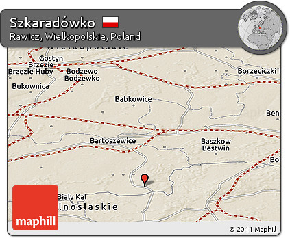 Shaded Relief Panoramic Map of Szkaradówko
