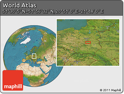 Satellite Location Map of the Area around 51° 43' 18" N, 21° 19' 30" E