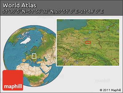 Satellite Location Map of the Area around 51° 43' 18" N, 21° 19' 30" E