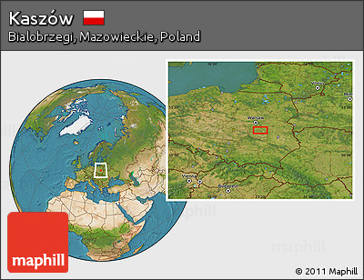 Satellite Location Map of Kaszów