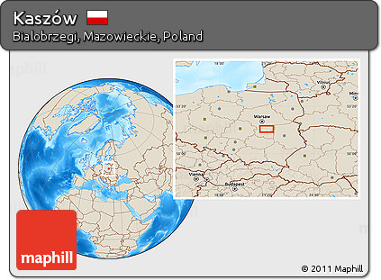 Shaded Relief Location Map of Kaszów