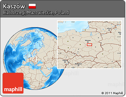 Shaded Relief Location Map of Kaszów