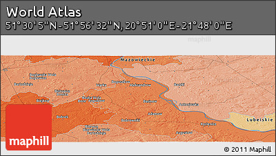 Political Panoramic Map of the Area around 51° 43' 18" N, 21° 19' 30" E